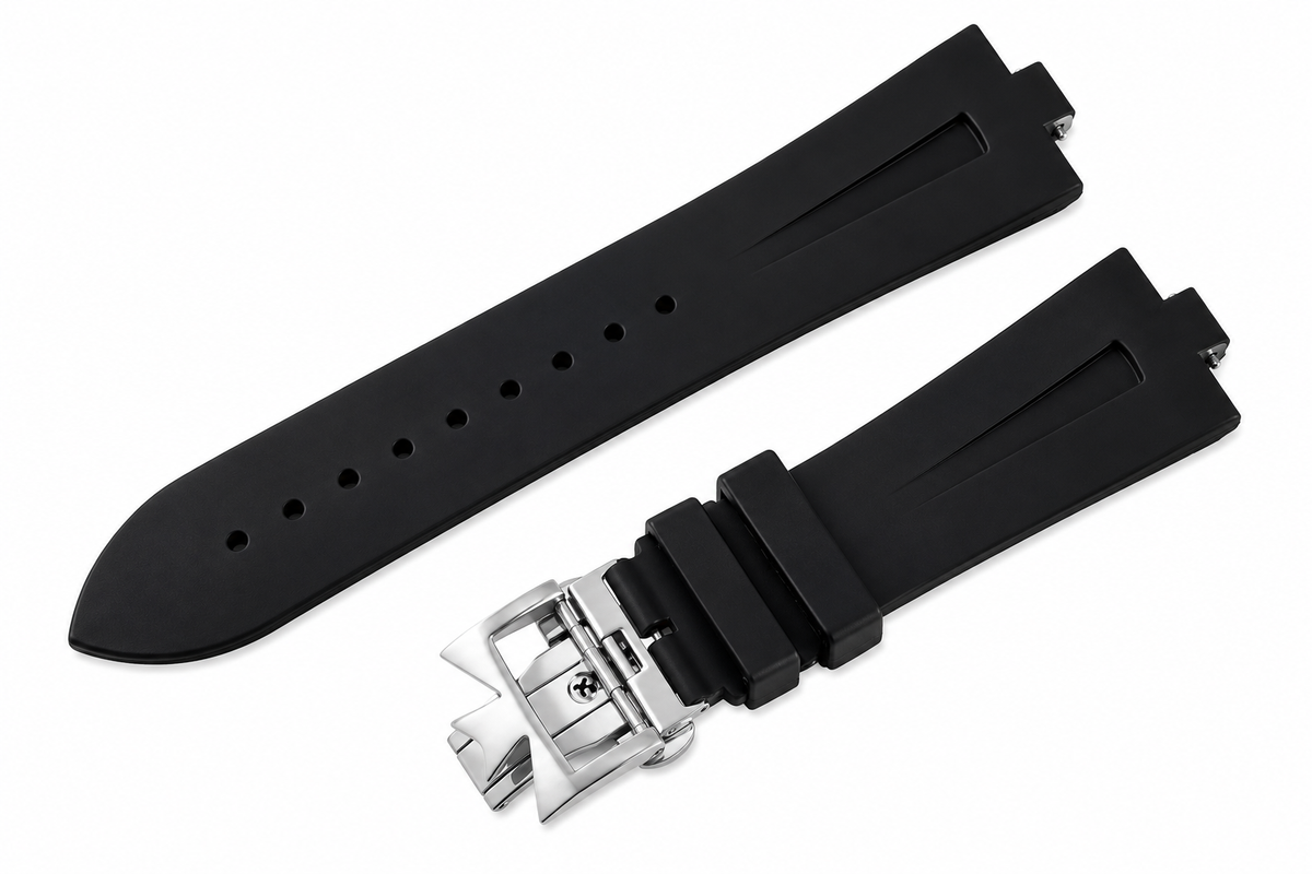 Black Silicone Rubber Watch Strap For Vacheron Constantin