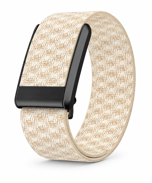 Woven Knit Fitness Strap Compatible with WHOOP 5.0 & 5.0 MG, Beige/white