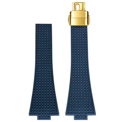 Textured Rubber Watch Strap multiple colors with Quick Release Stainless Steel (Gold)