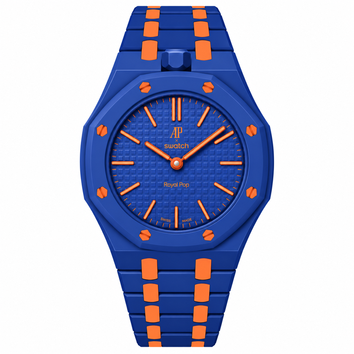 Bioceramic case and strap for AP x Swatch RoyalPop (Orenji Hachi) Darkblue/Orange