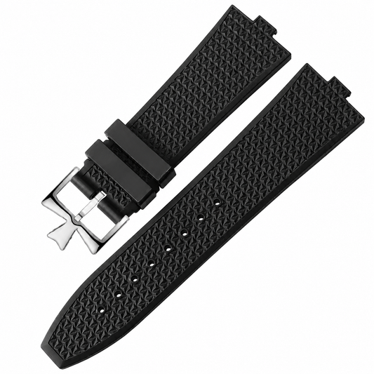 Silicone Watch Strap for Vacheron Constantin – Textured Rubber Watch Band (Silver Buckle)