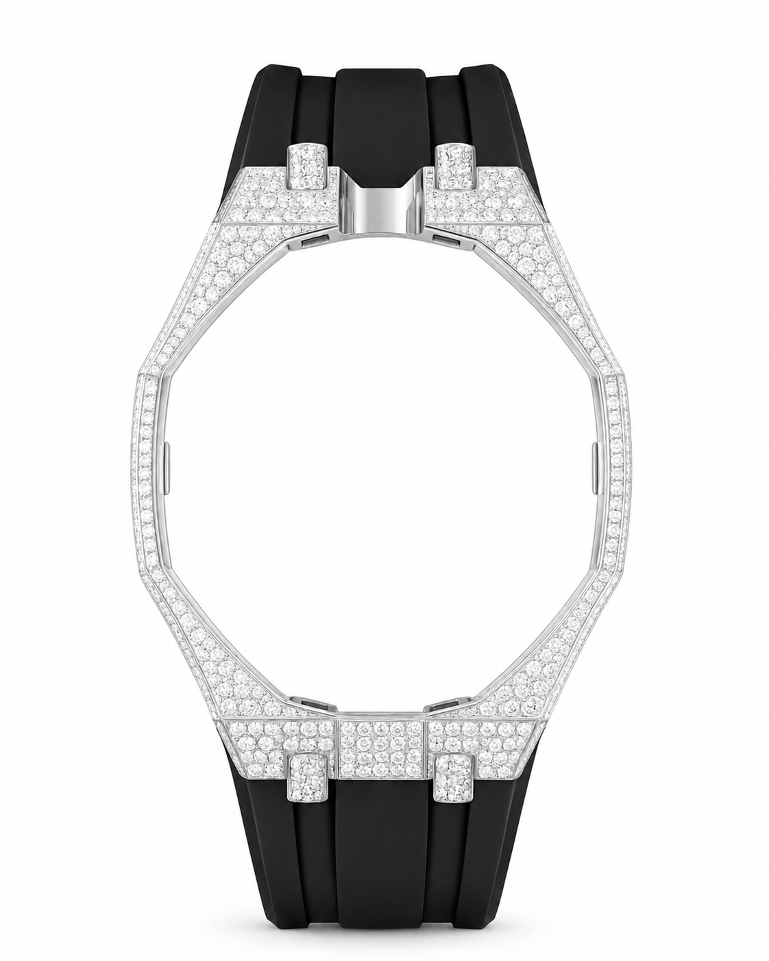Iced out AP x Swatch Royalpop strap. Metal case + Black strap