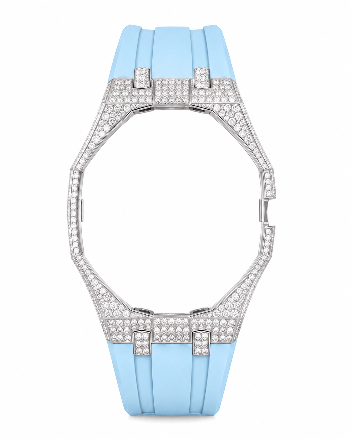 Iced out AP x Swatch Royalpop strap. Metal case + Babyblue strap