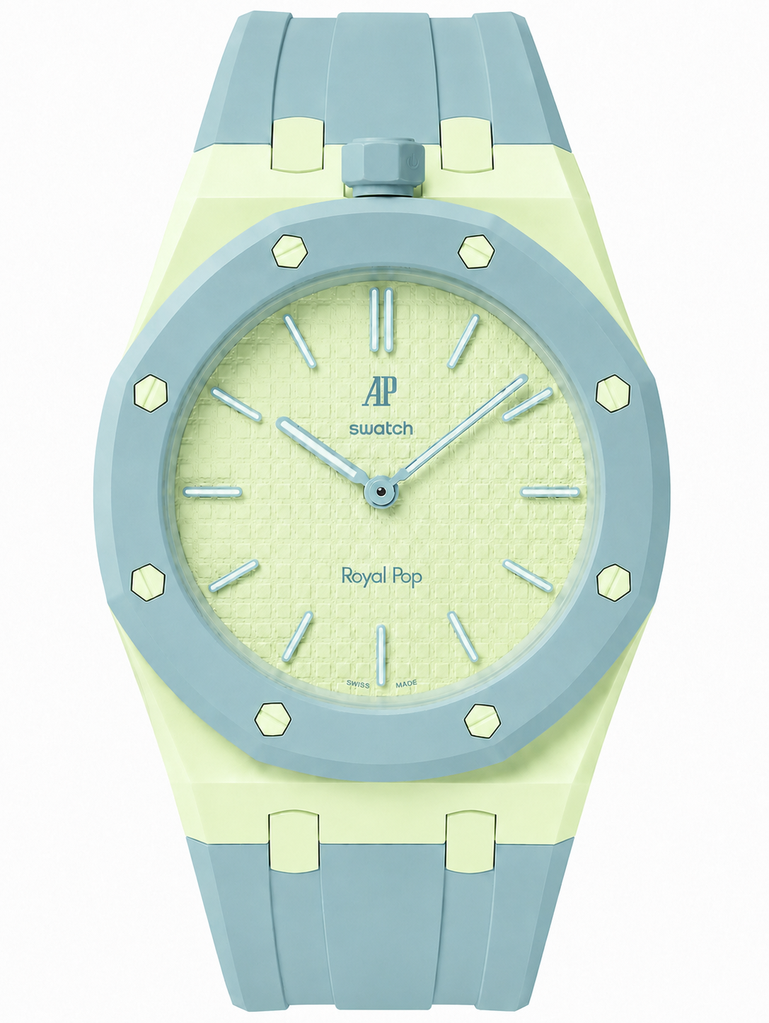 Rubber strap & adapter For AP x Swatch RoyalPop Light blue/ Yellow