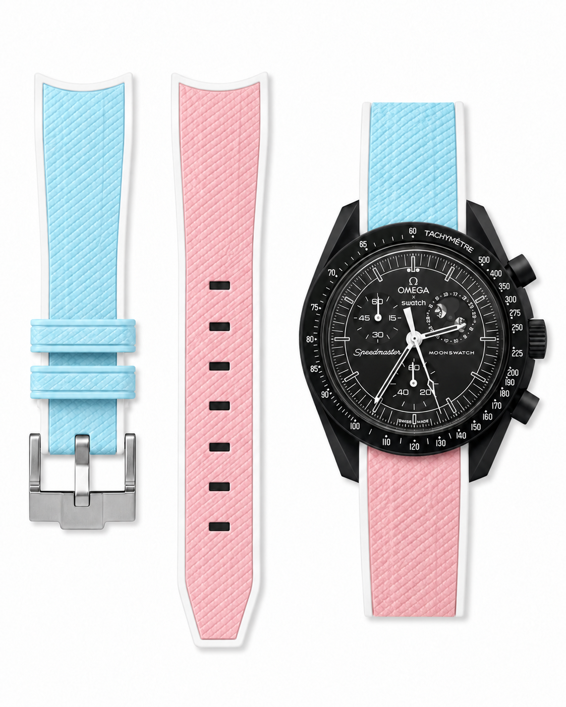 Textured rubber strap for Omega x Swatch MoonSwatch ” Gender reveal edition ”