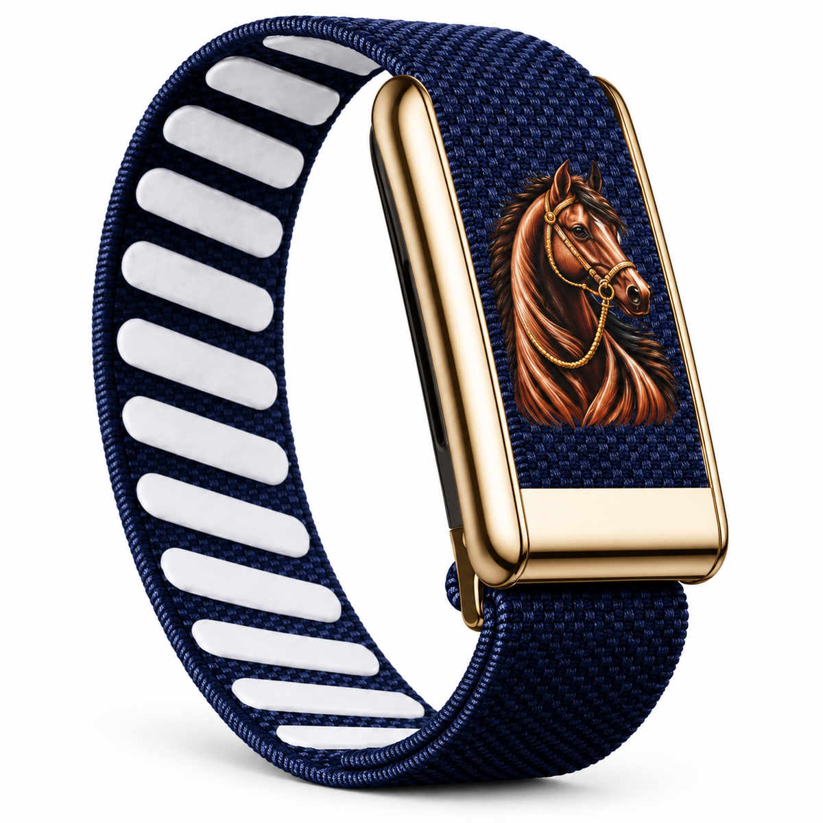 Horse Edition Woven Nylon Strap for WHOOP 5.0 & WHOOP MG – Gold tone frame