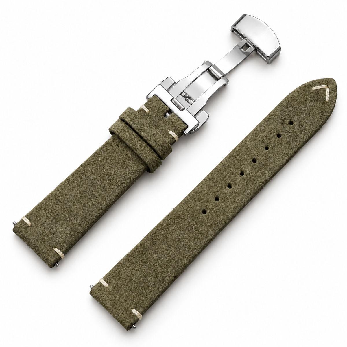 Suede leather watch strap – Quick Release & Butterfly Clasp | 14–22mm (Multiple colors)