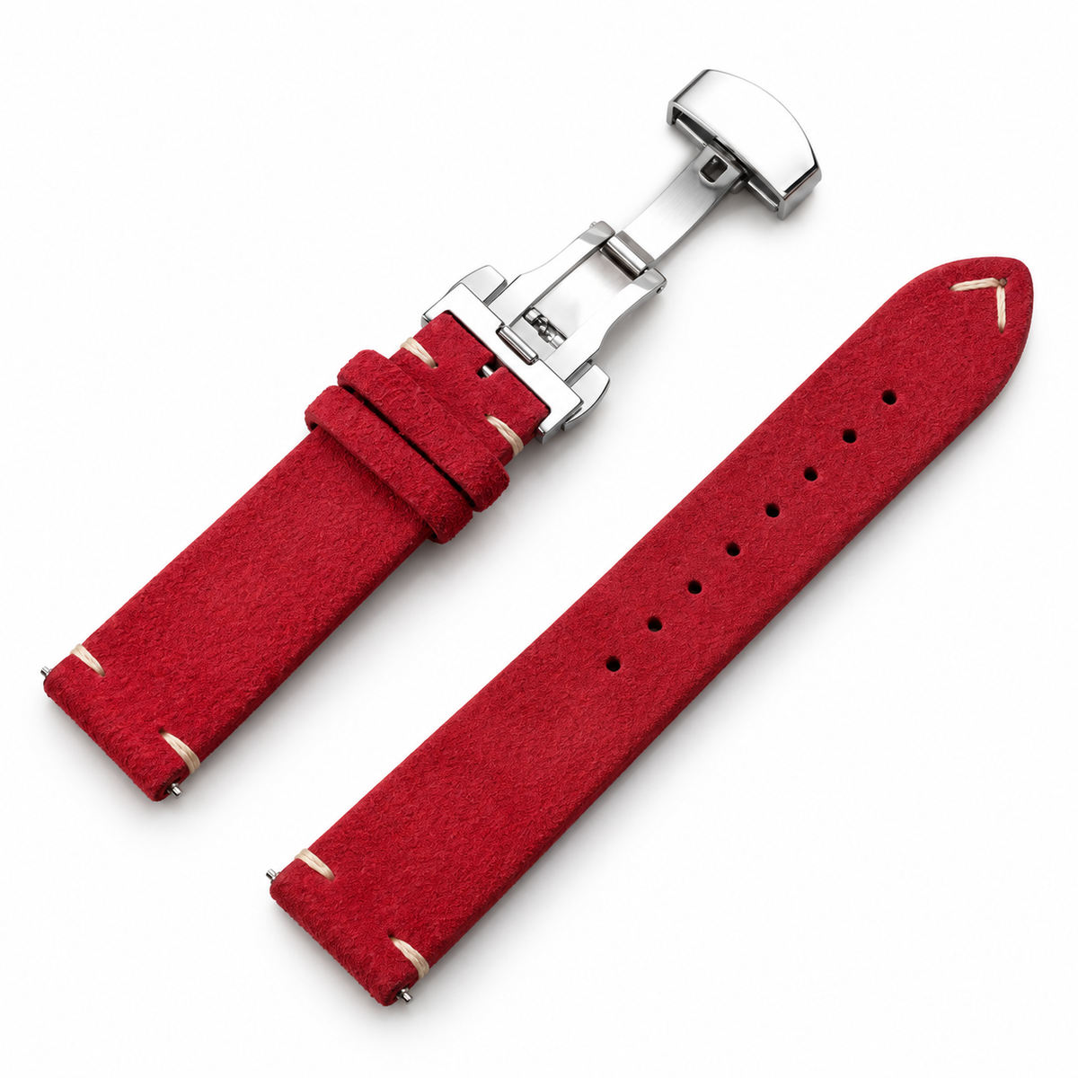 Suede leather watch strap – Quick Release & Butterfly Clasp | 14–22mm (Multiple colors)