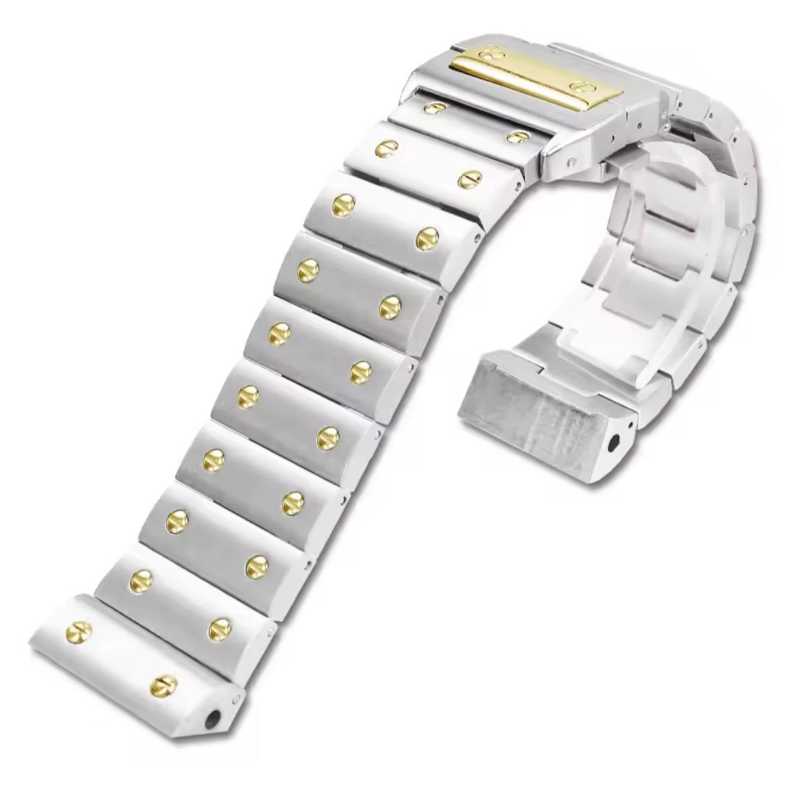 Cartier Santos Style Two-Tone Stainless Steel Strap