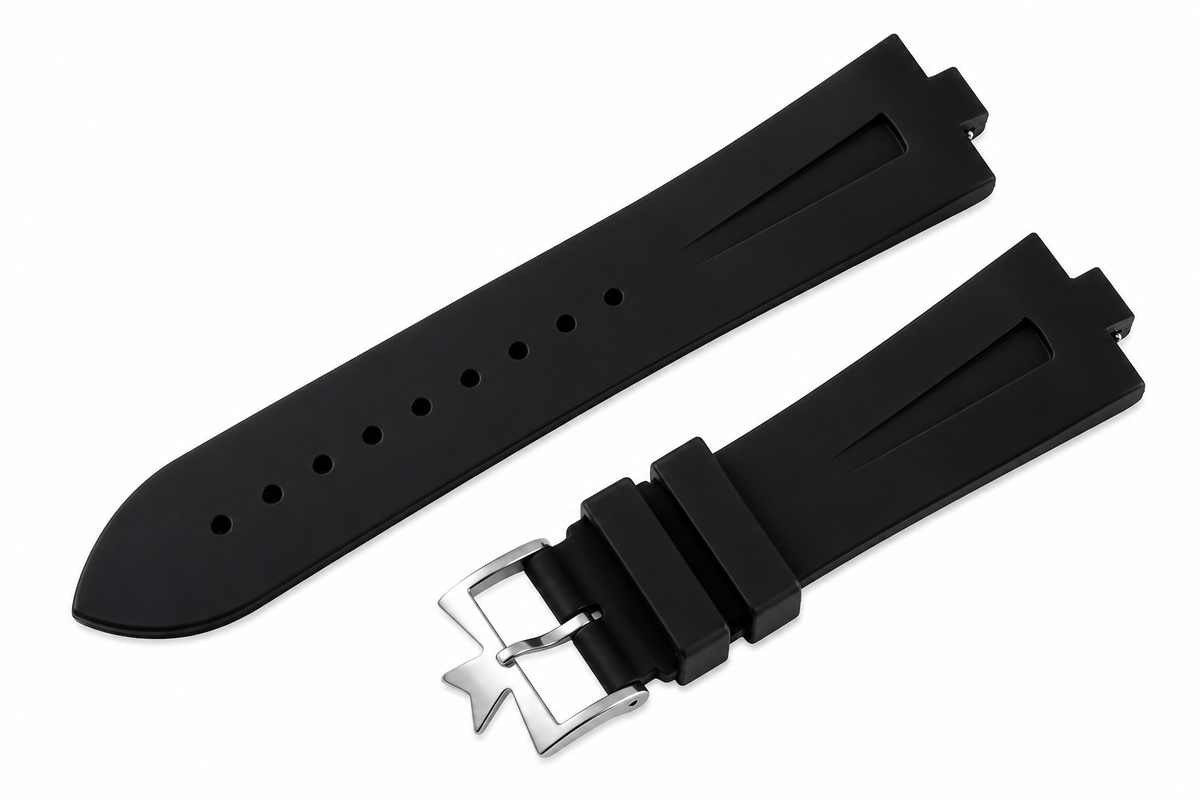 Black Silicone Rubber Watch Strap For Vacheron Constantin