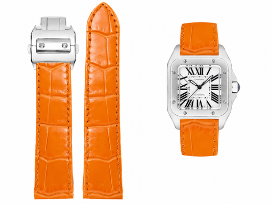 Premium Vegan Leather Watch Band for Cartier Santos Watches – Multiple Colors Available