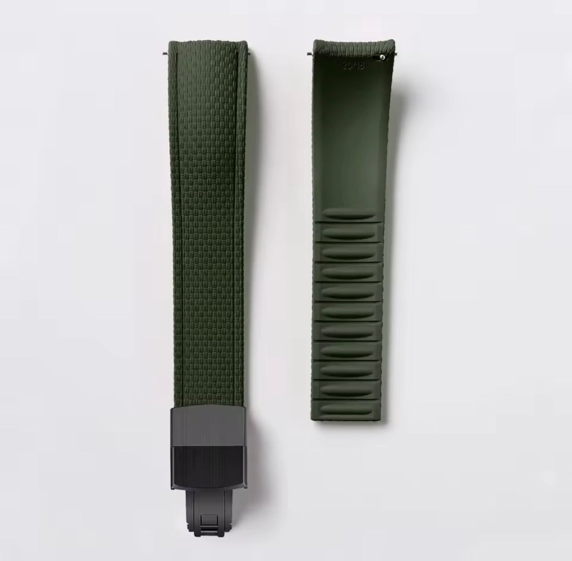 CTS FKM Rubber Watch Strap, Quick Release, Army Green