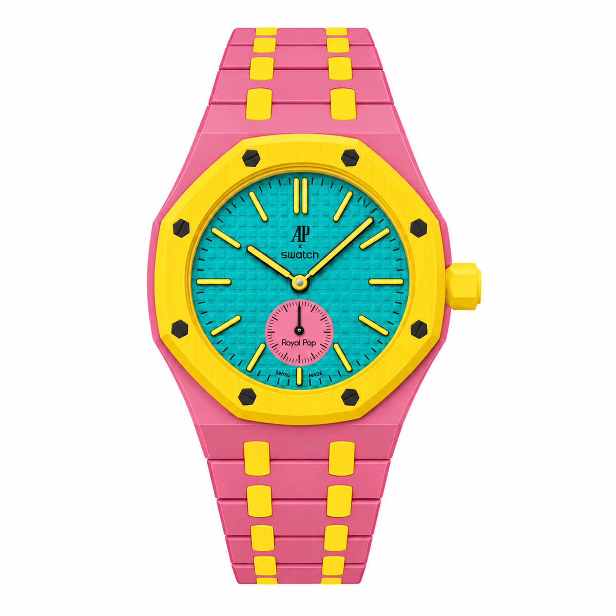 Bioceramic case and strap for AP x Swatch RoyalPop (OTG ROZ) Lightpink/Yellow