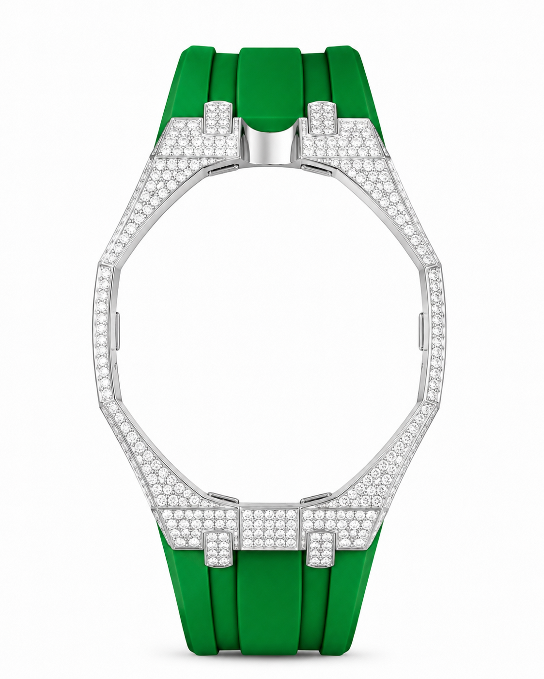Iced out AP x Swatch Royalpop strap. Metal case + Green strap