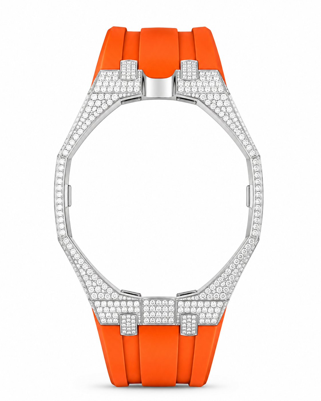 Iced out AP x Swatch Royalpop strap. Metal case + Orange strap