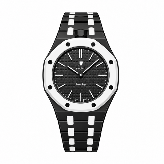 Bioceramic case and strap for AP x Swatch RoyalPop Ocho Negro (Black and white)