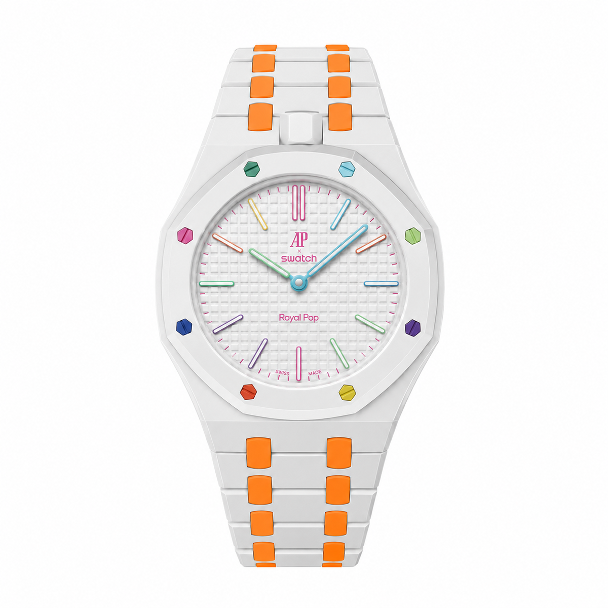 Bioceramic case and strap for AP x Swatch RoyalPop (White/Orange)