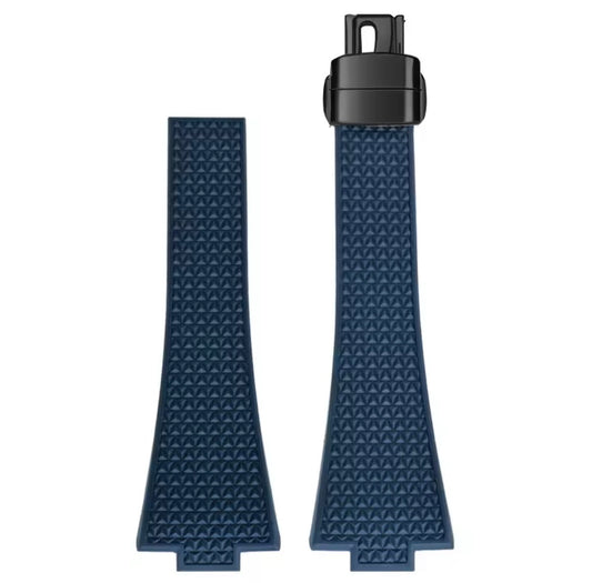 Textured Rubber Watch Strap multiple colors with Quick Release Stainless Steel (black)
