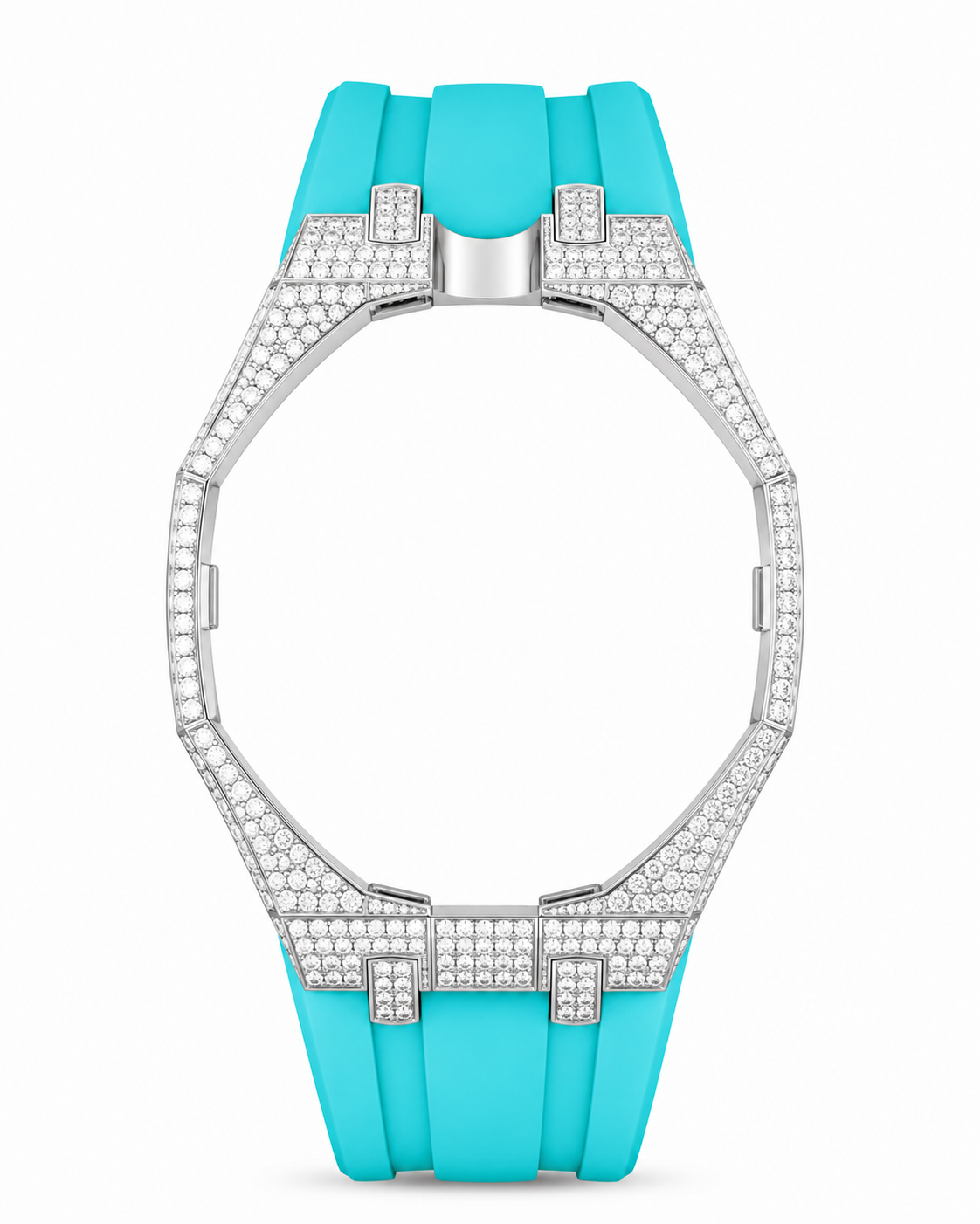 Iced out AP x Swatch Royalpop strap. Metal case + Cyan strap