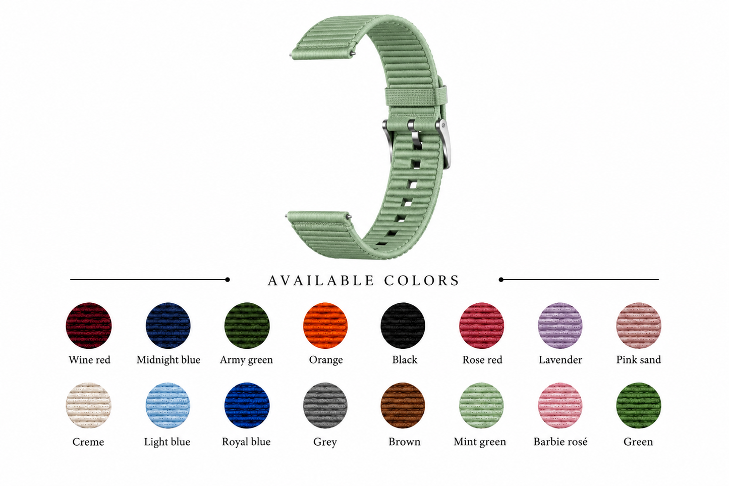 Nylon Loop Strap for Garmin Watches Multiple Colors Soft Breathable Sport Band – 18mm / 20mm / 22mm
