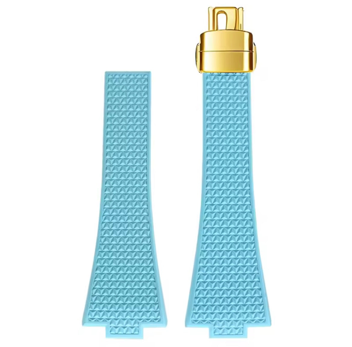 Textured Rubber Watch Strap multiple colors with Quick Release Stainless Steel (Gold)