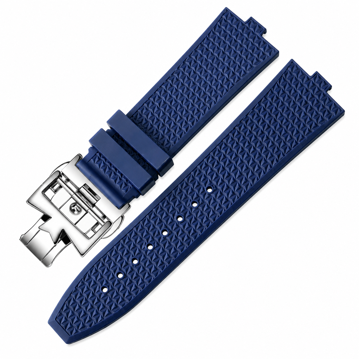 Silicone Watch Strap for Vacheron Constantin – Textured Rubber Watch Band (Silver/Gold buckle)