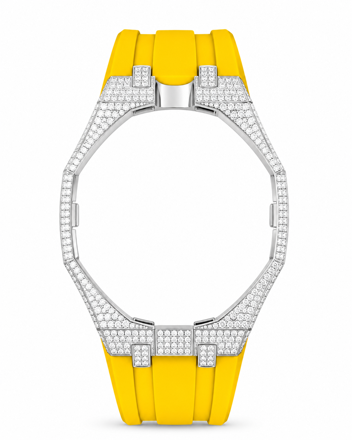 Iced out AP x Swatch Royalpop strap. Metal case + Yellow strap