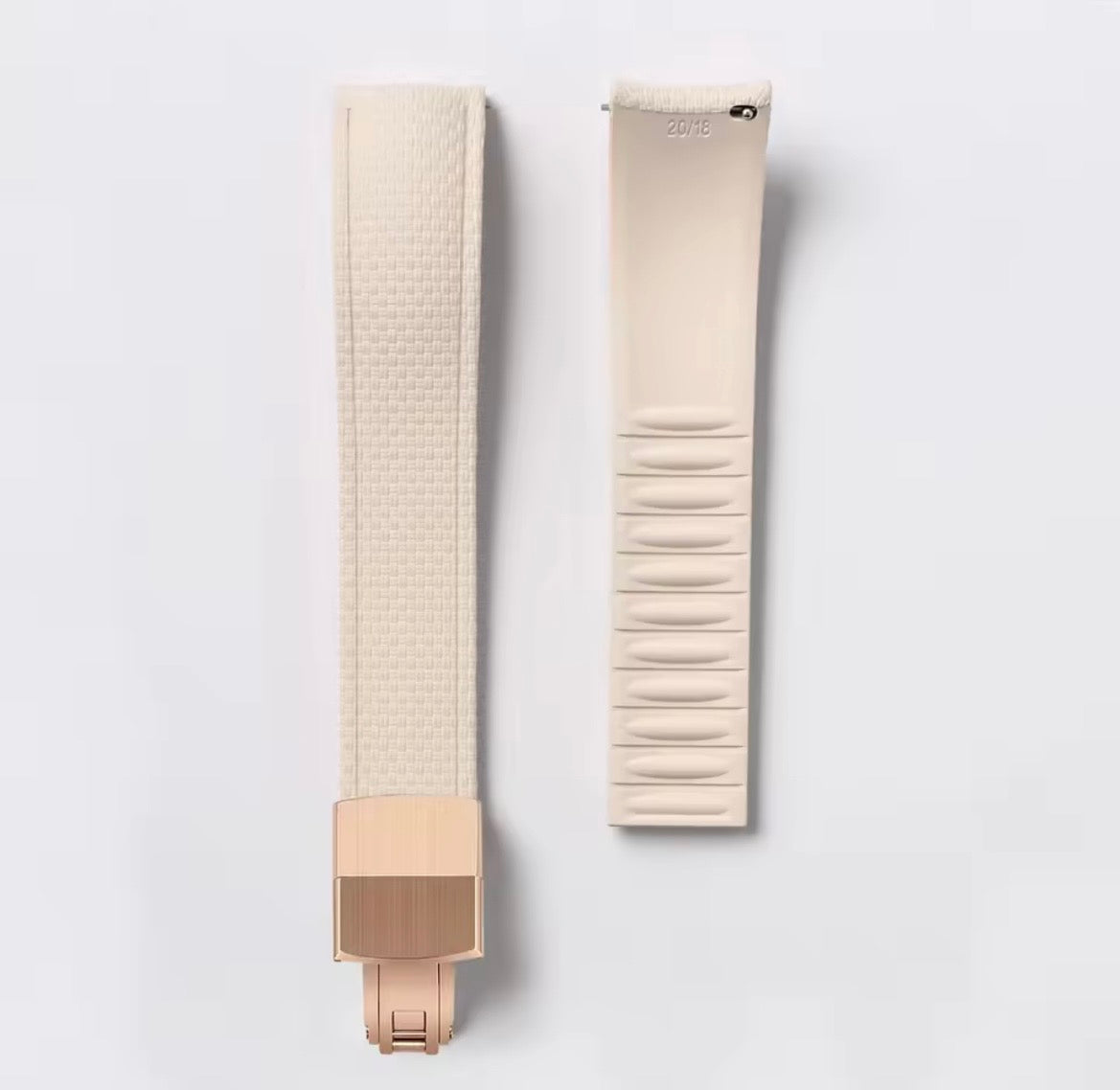 CTS FKM Rubber Watch Strap, Quick Release, Creme
