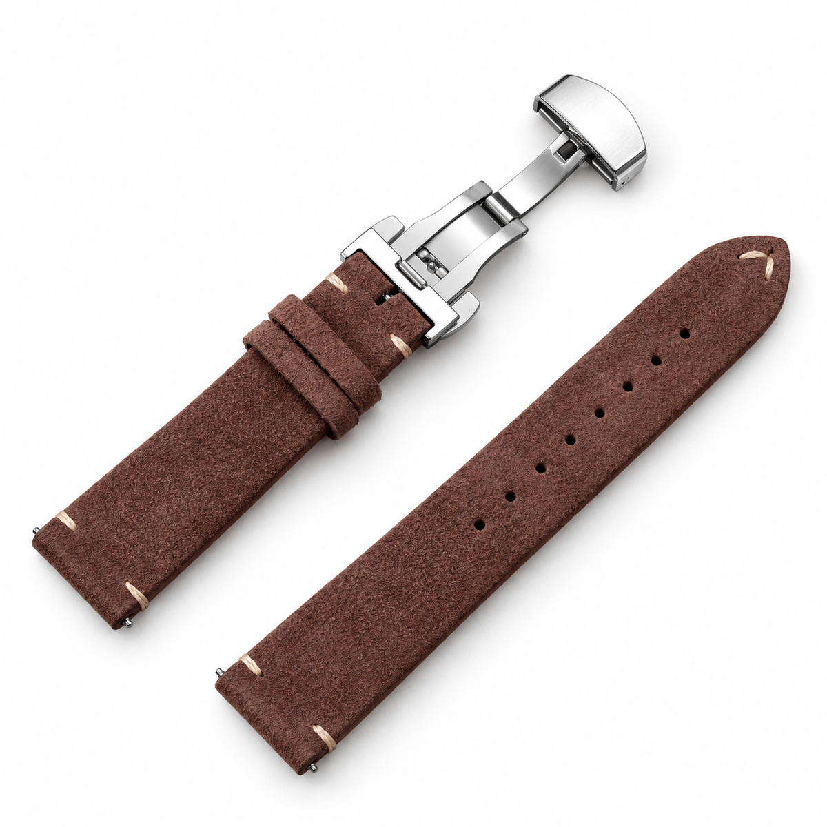 Suede leather watch strap – Quick Release & Butterfly Clasp | 14–22mm (Multiple colors)