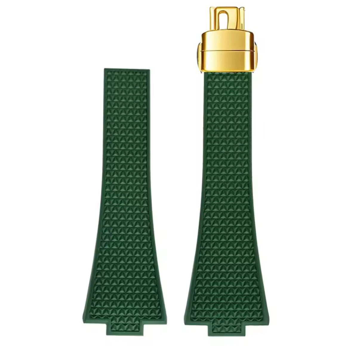 Textured Rubber Watch Strap multiple colors with Quick Release Stainless Steel (Gold)