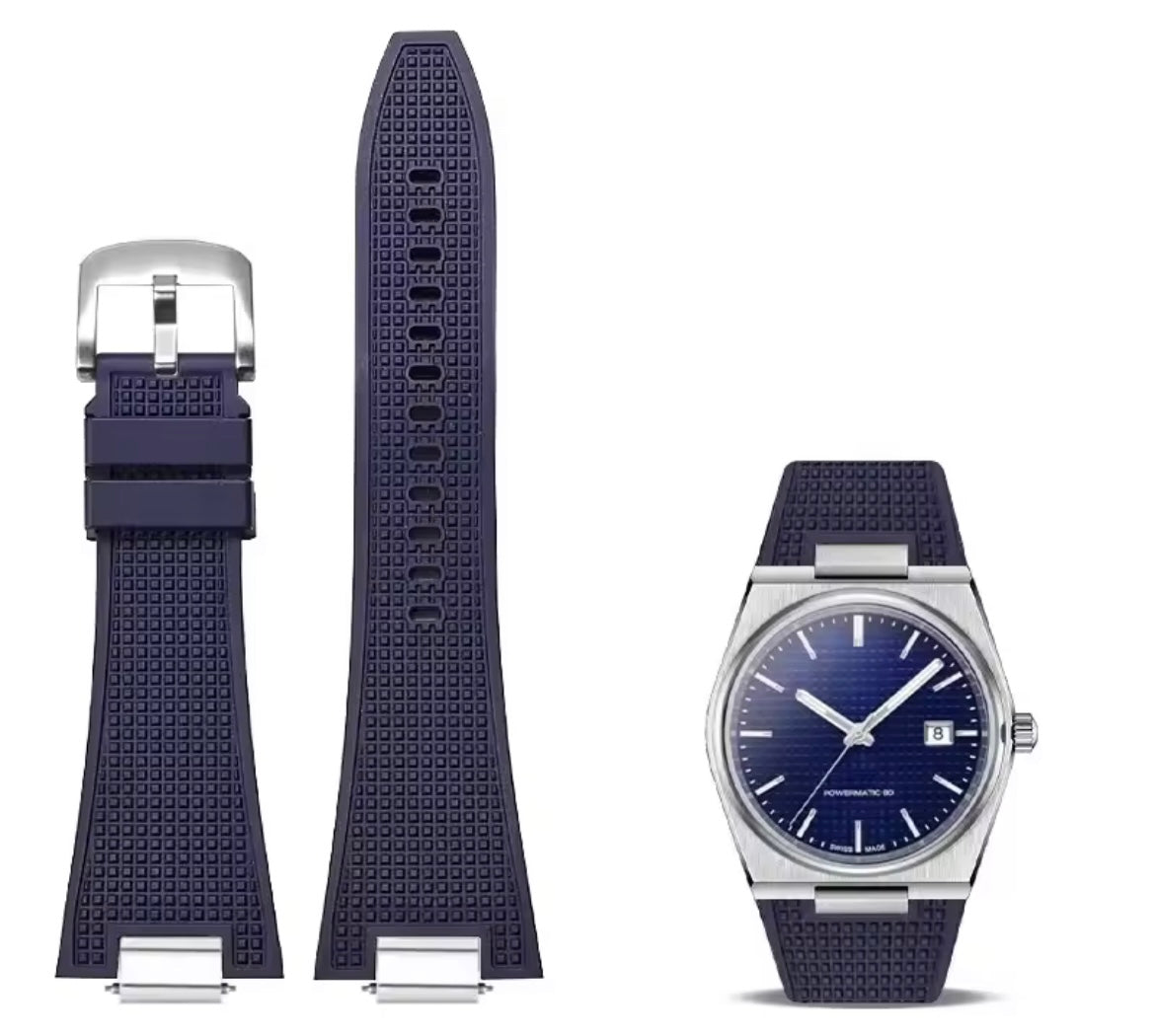 Tissot PRX Textured Rubber Watch Strap with Stainless Steel Buckle multiple colors - Fits PRX 40mm