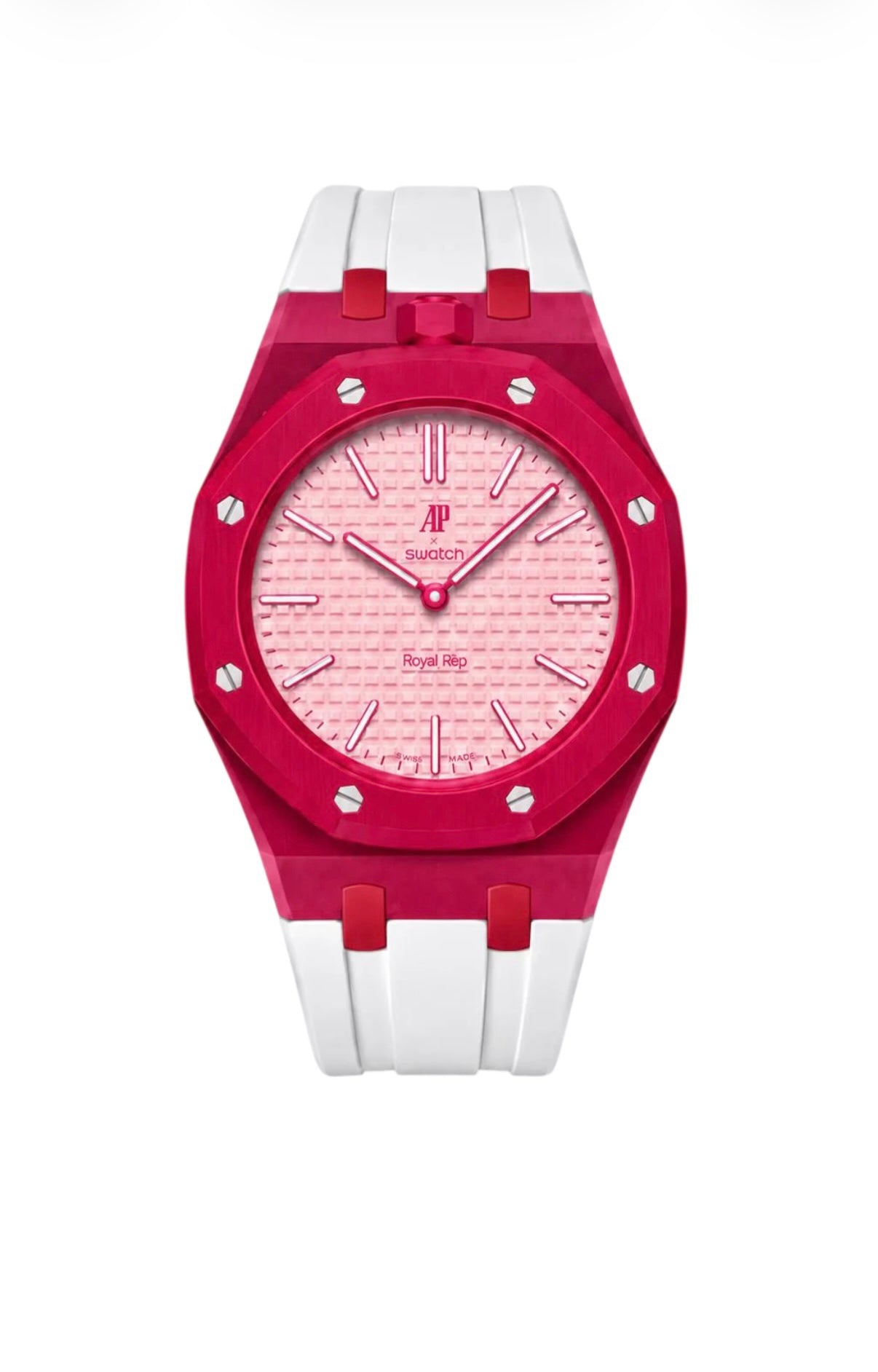 Rubber strap & adapter bundle For AP x Swatch RoyalPop Red/White