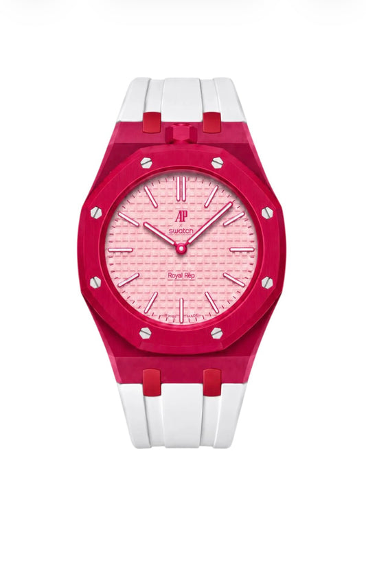 Rubber strap & adapter bundle For AP x Swatch RoyalPop Red/White