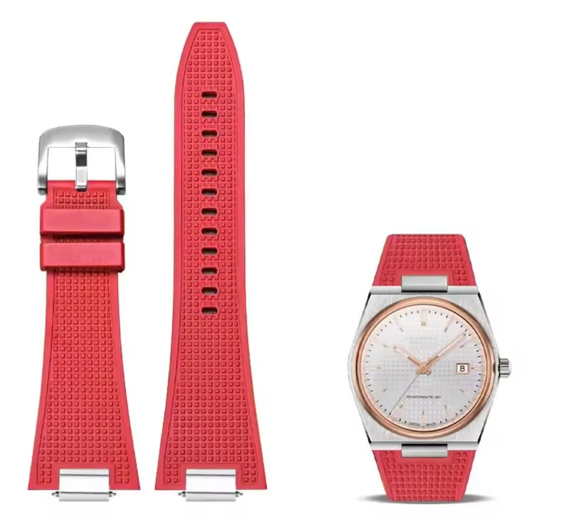 Tissot PRX Textured Rubber Watch Strap with Stainless Steel Buckle multiple colors - Fits PRX 40mm