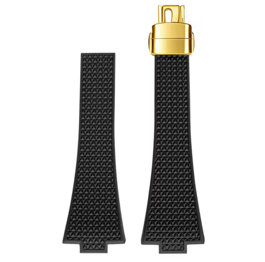 Textured Rubber Watch Strap multiple colors with Quick Release Stainless Steel (Gold)