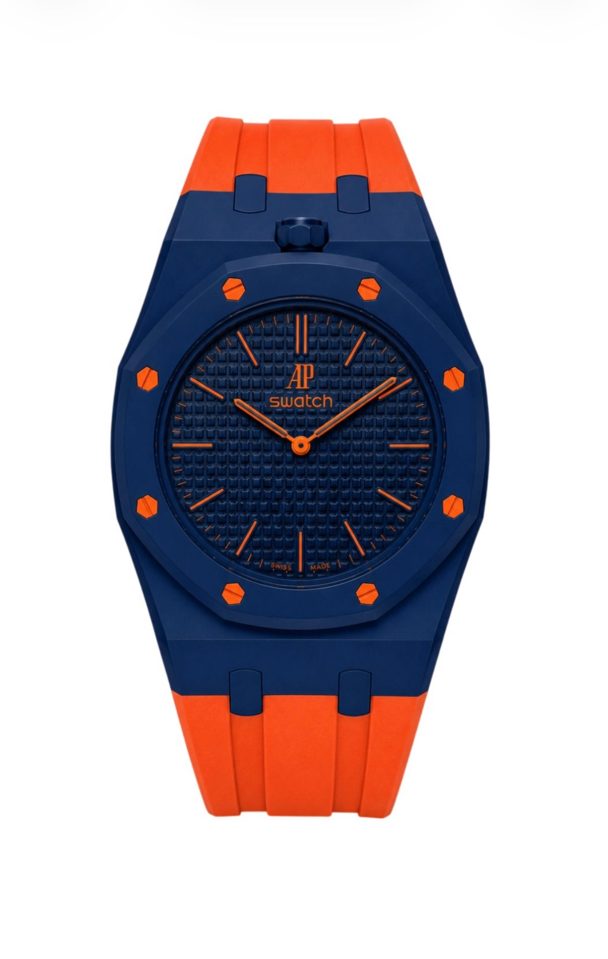 Rubber strap & adapter For AP x Swatch RoyalPop Blue/Orange