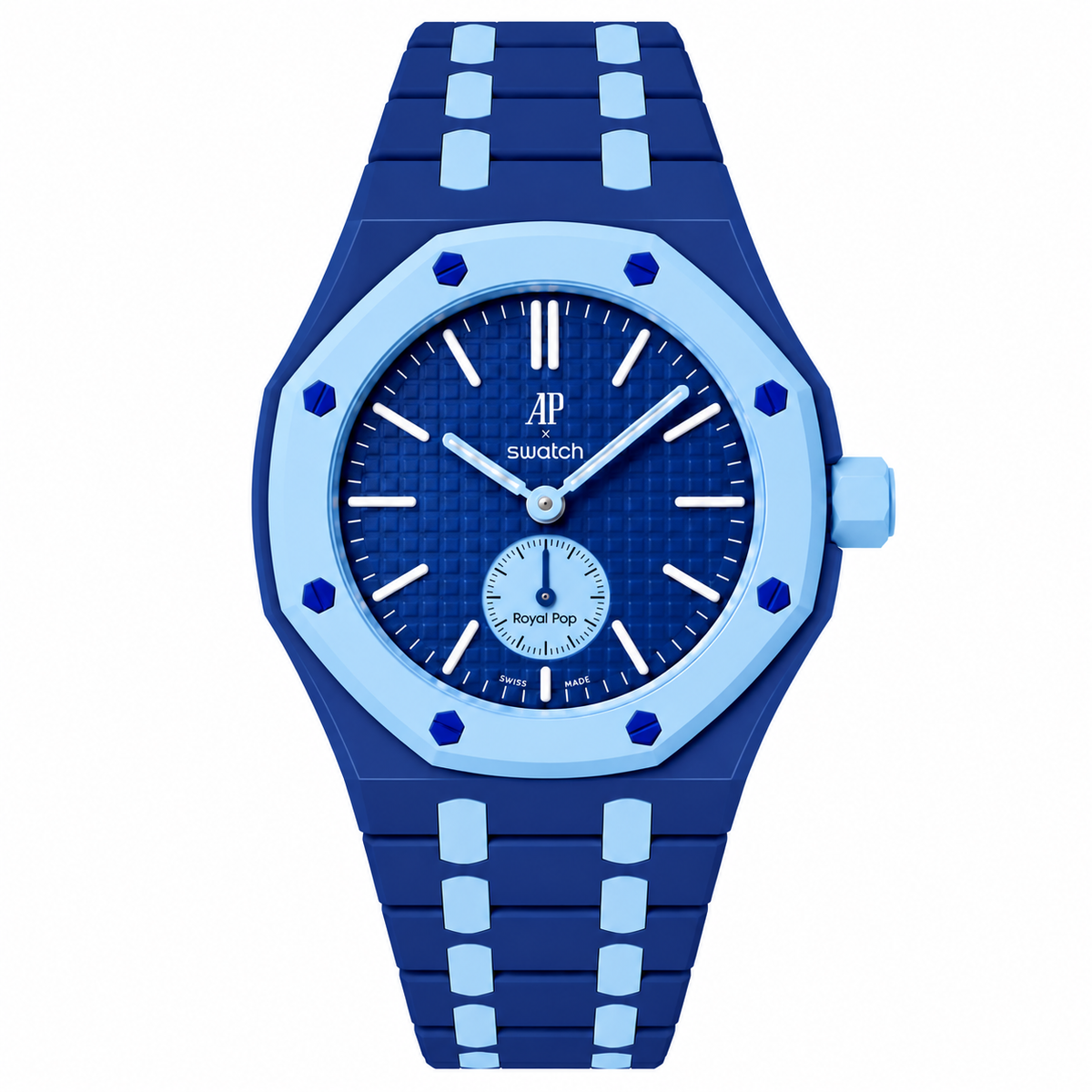 Bioceramic case and strap for AP x Swatch RoyalPop (Lan Ba) Dark/Light blue