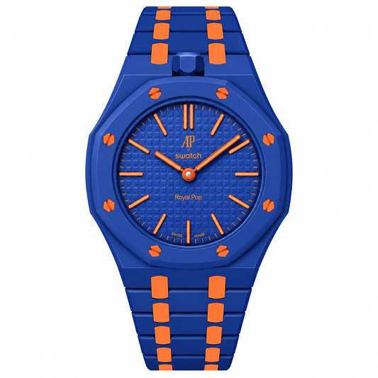 Bioceramic case and strap for AP x Swatch RoyalPop (Orenji Hachi) Darkblue/Orange