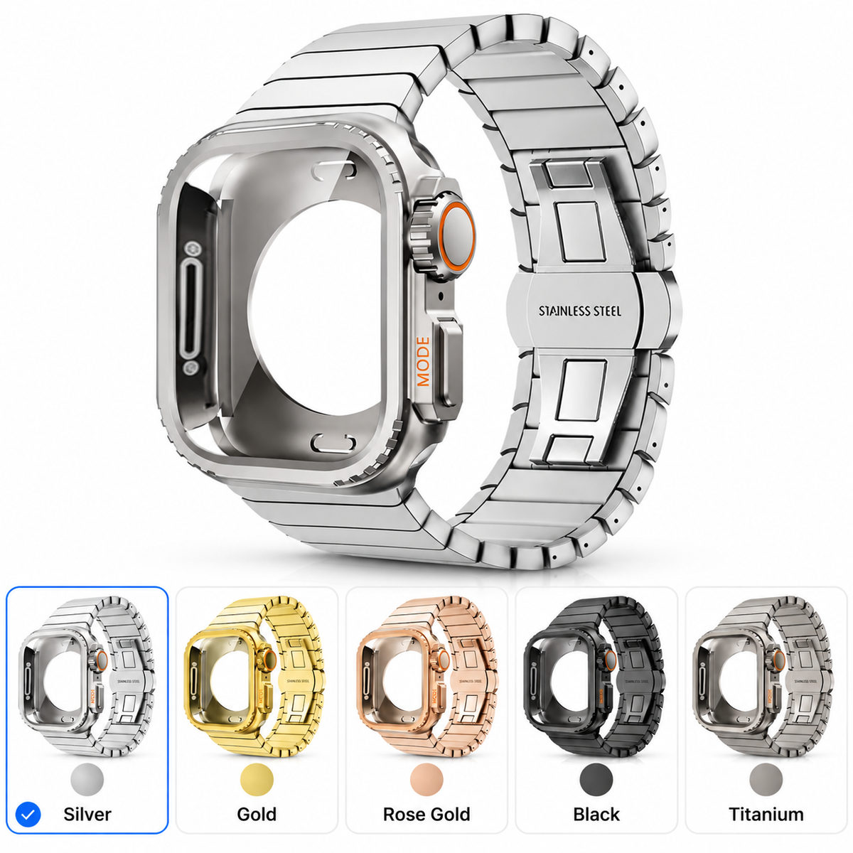 Full Case & Stainless Steel Band for Apple Watch