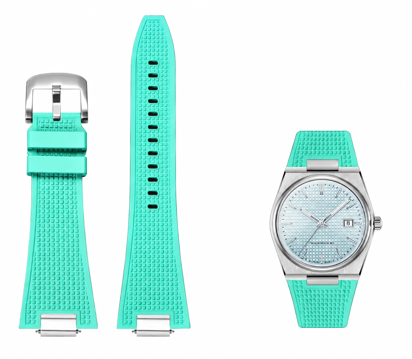 Tissot PRX Textured Rubber Watch Strap with Stainless Steel Buckle multiple colors - Fits PRX 40mm