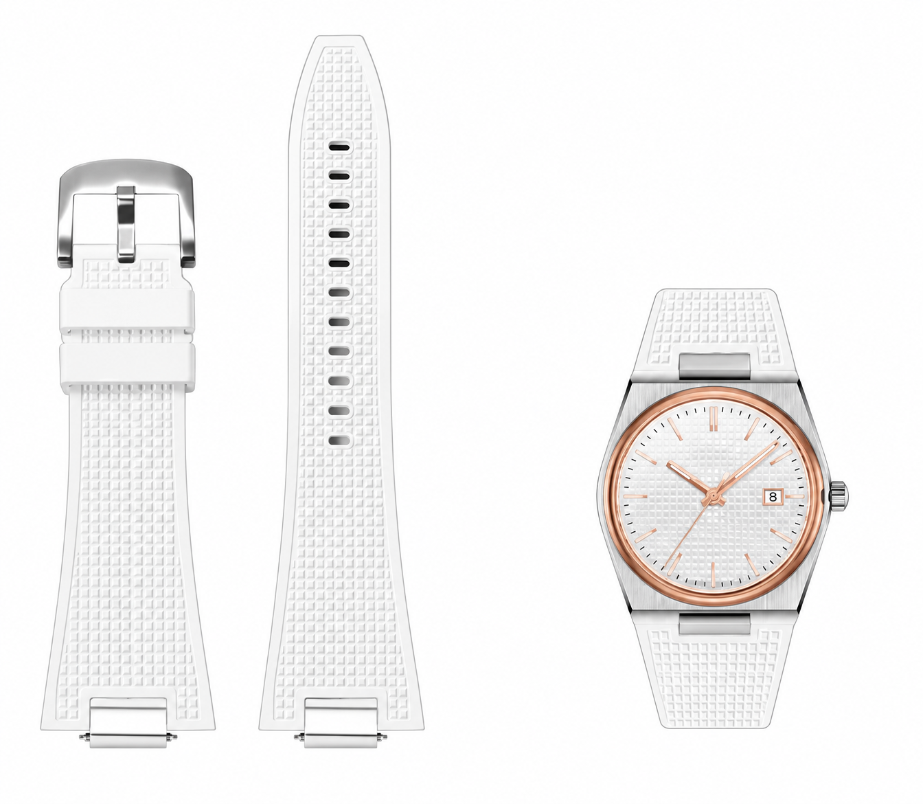 Tissot PRX Textured Rubber Watch Strap with Stainless Steel Buckle multiple colors - Fits PRX 40mm