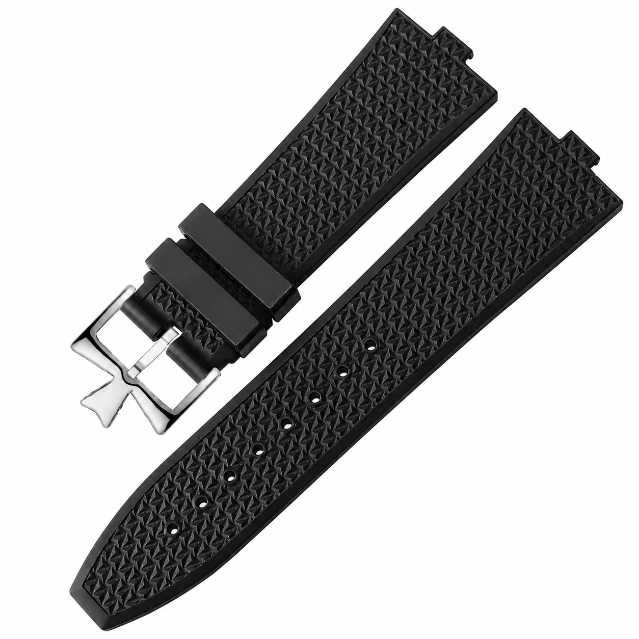 Silicone Watch Strap for Vacheron Constantin – Textured Rubber Watch Band (Silver Buckle)