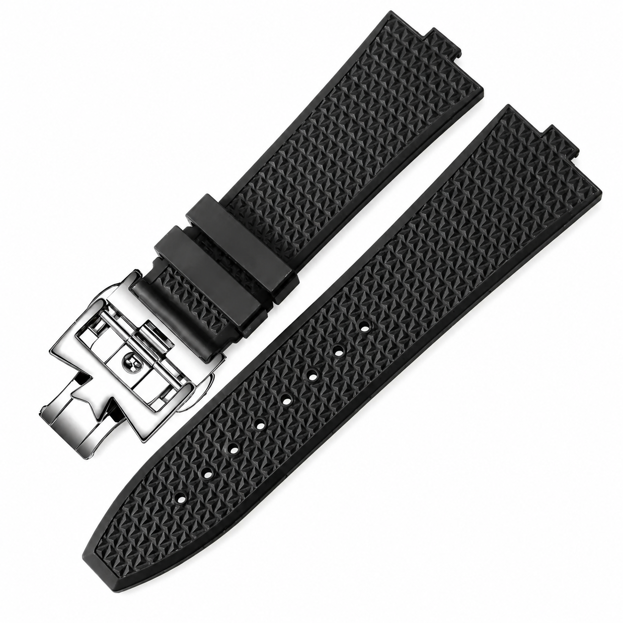 Silicone Watch Strap for Vacheron Constantin – Textured Rubber Watch Band (Silver/Gold buckle)