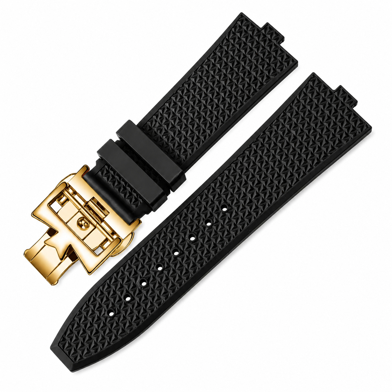 Silicone Watch Strap for Vacheron Constantin – Textured Rubber Watch Band (Silver/Gold buckle)