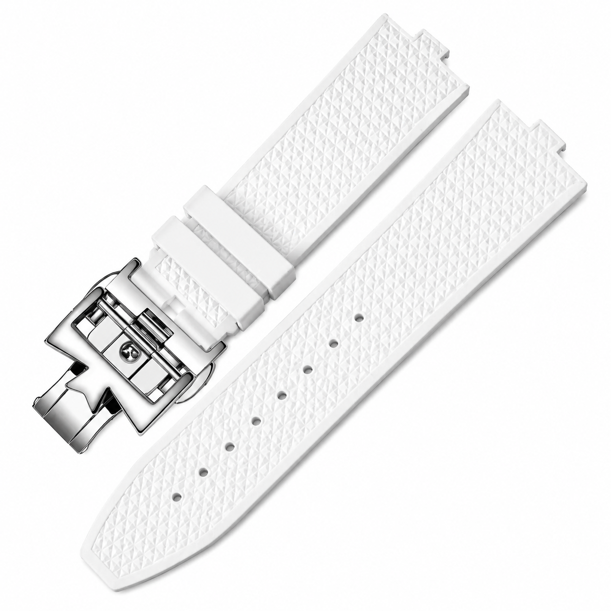 Silicone Watch Strap for Vacheron Constantin – Textured Rubber Watch Band (Silver/Gold buckle)