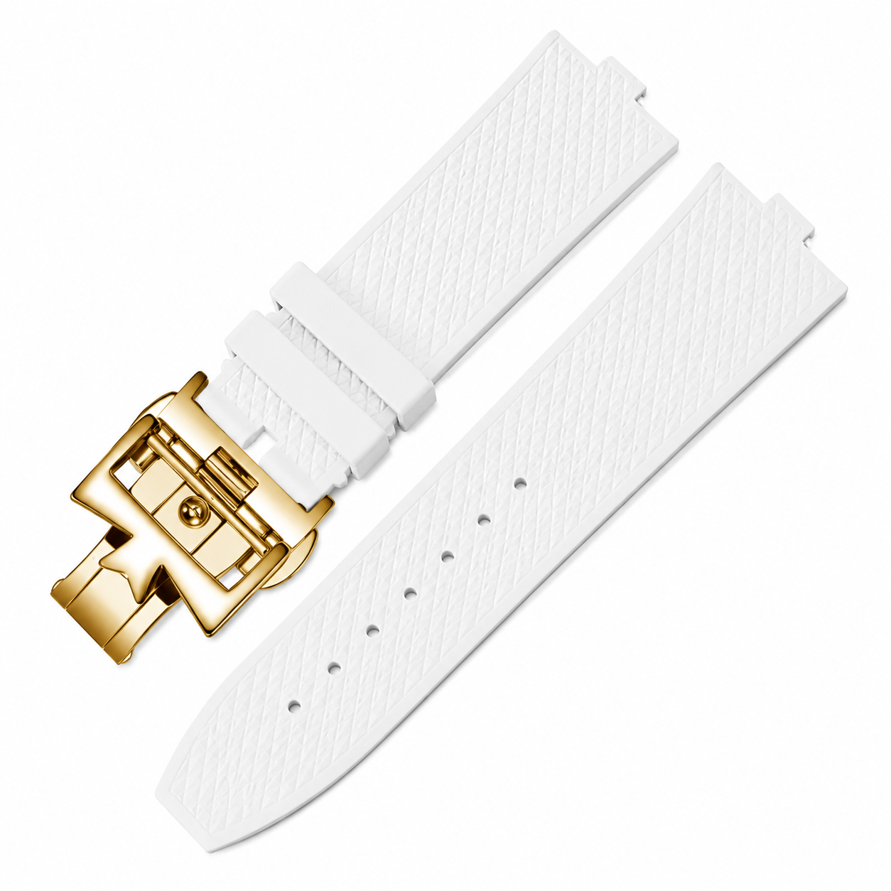 Silicone Watch Strap for Vacheron Constantin – Textured Rubber Watch Band (Silver/Gold buckle)