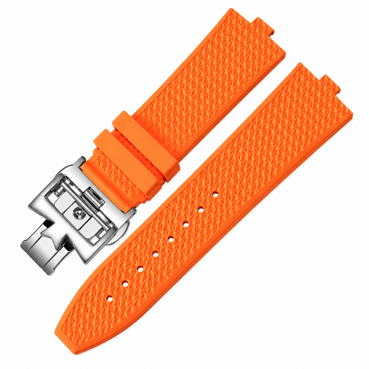 Silicone Watch Strap for Vacheron Constantin – Textured Rubber Watch Band (Silver/Gold buckle)