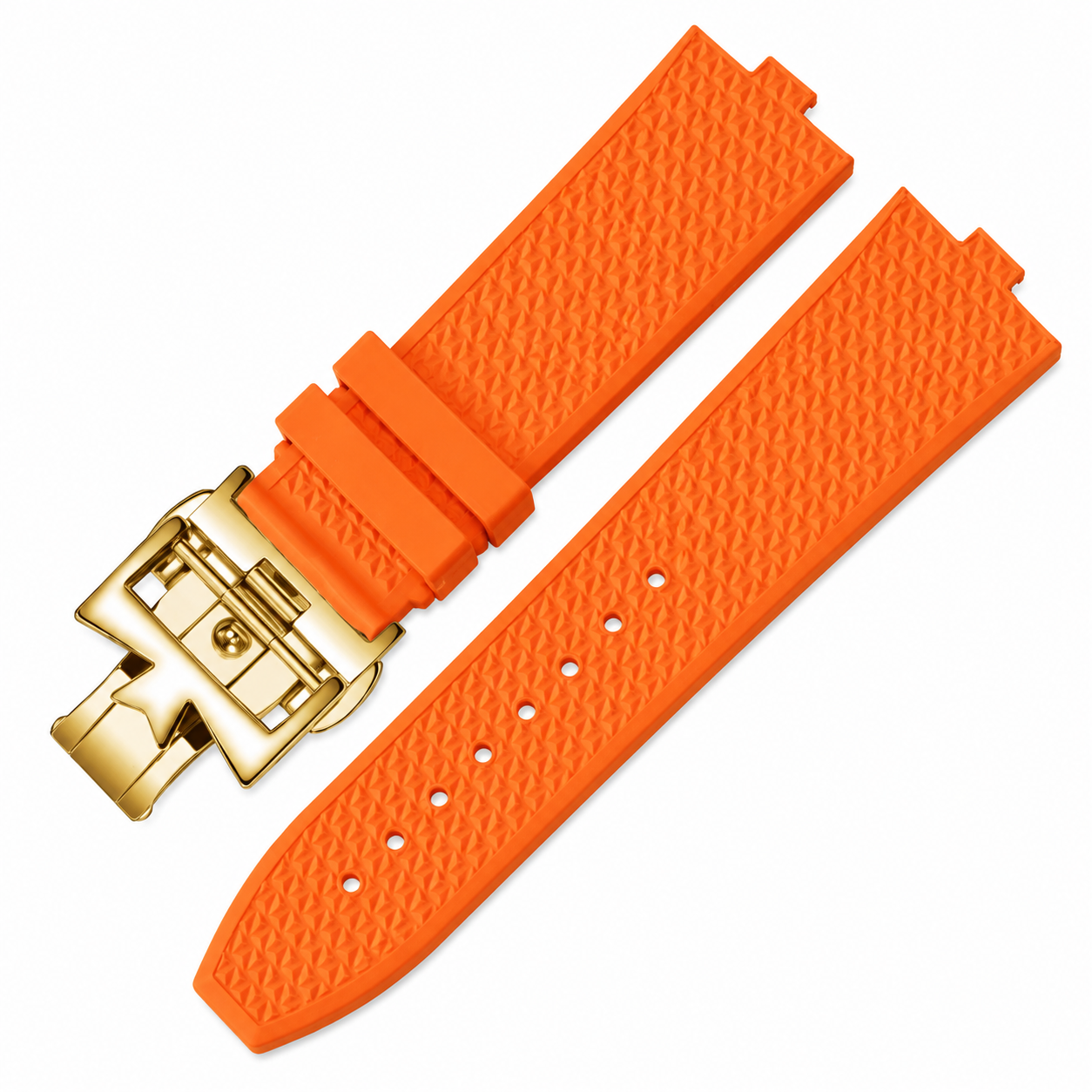 Silicone Watch Strap for Vacheron Constantin – Textured Rubber Watch Band (Silver/Gold buckle)