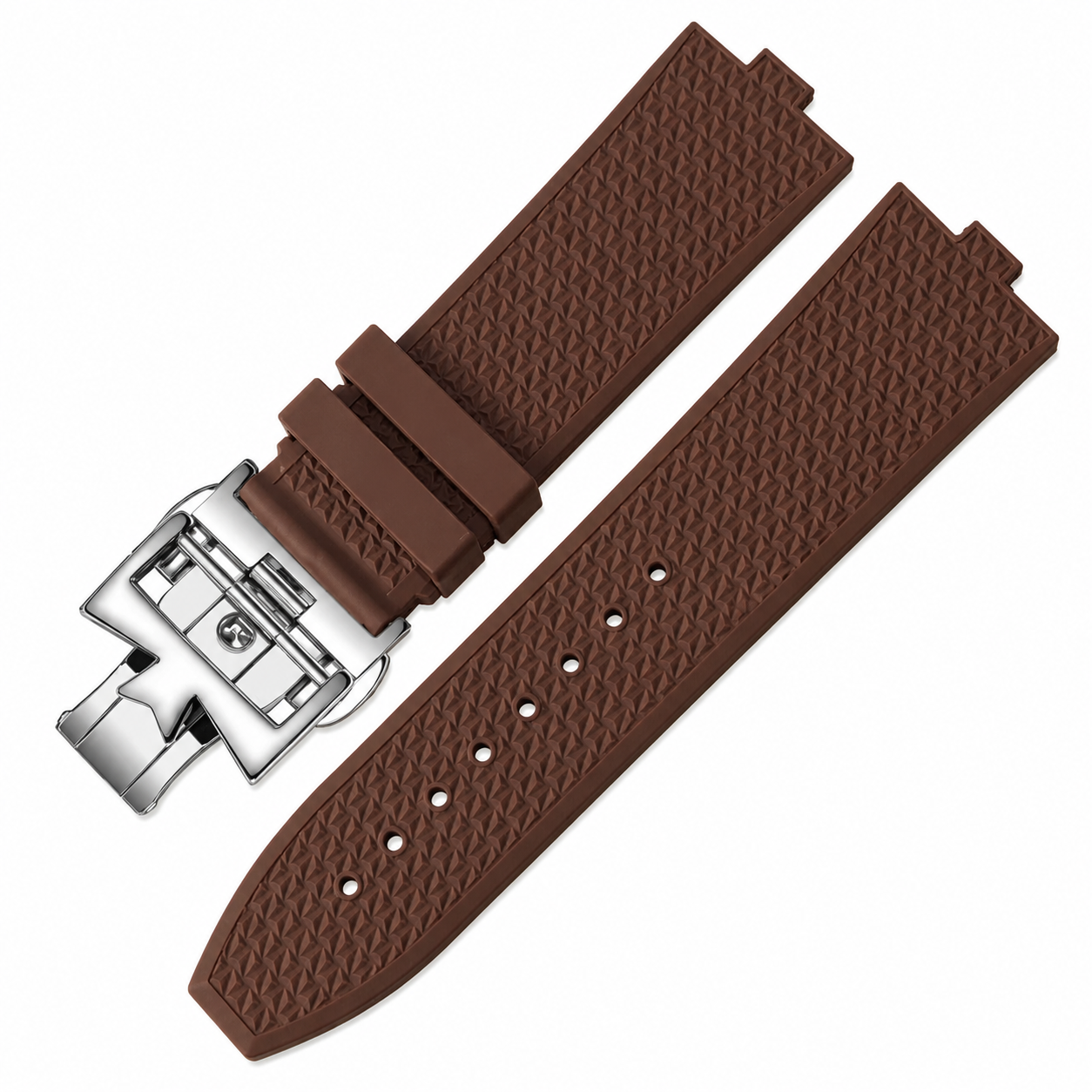 Silicone Watch Strap for Vacheron Constantin – Textured Rubber Watch Band (Silver/Gold buckle)