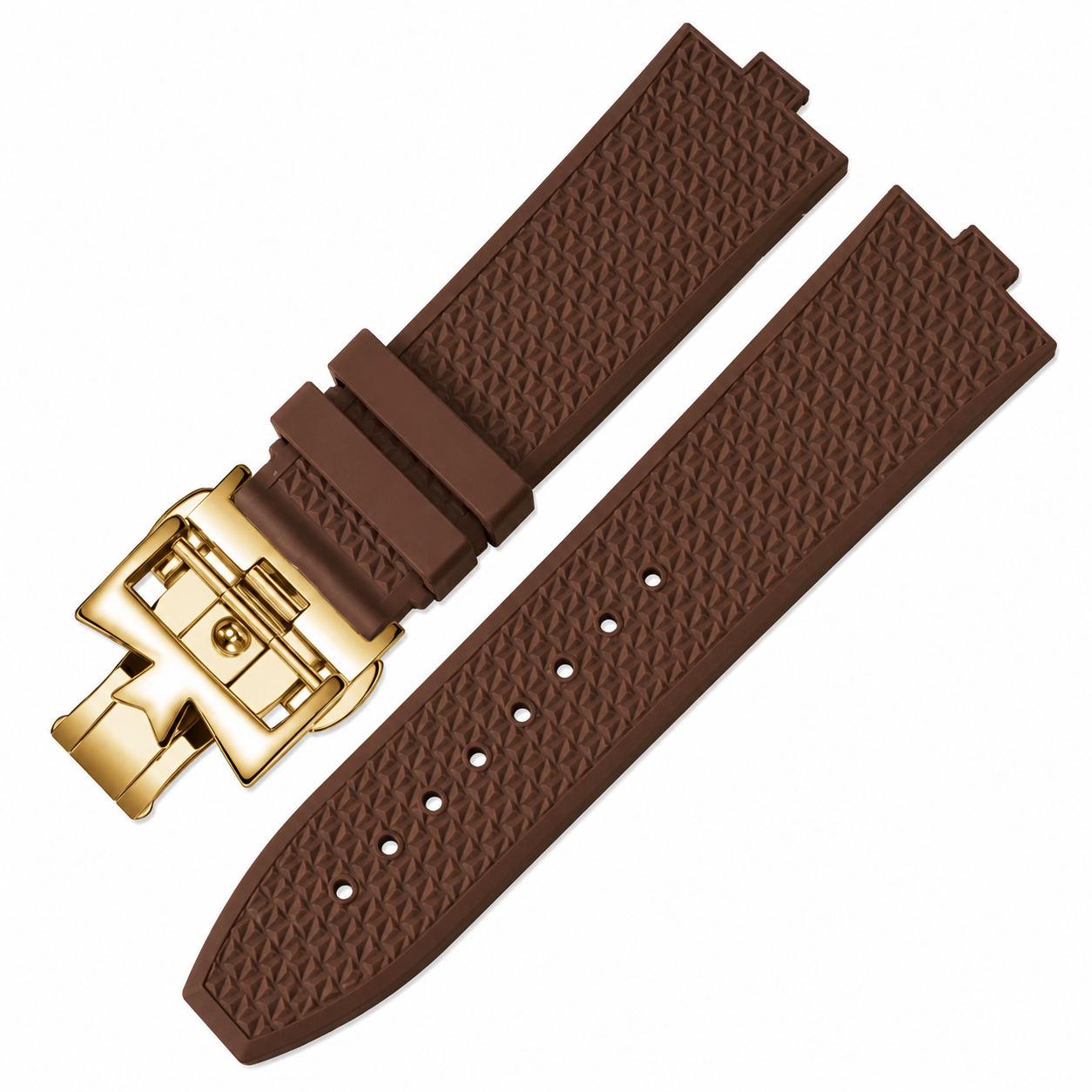 Silicone Watch Strap for Vacheron Constantin – Textured Rubber Watch Band (Silver/Gold buckle)